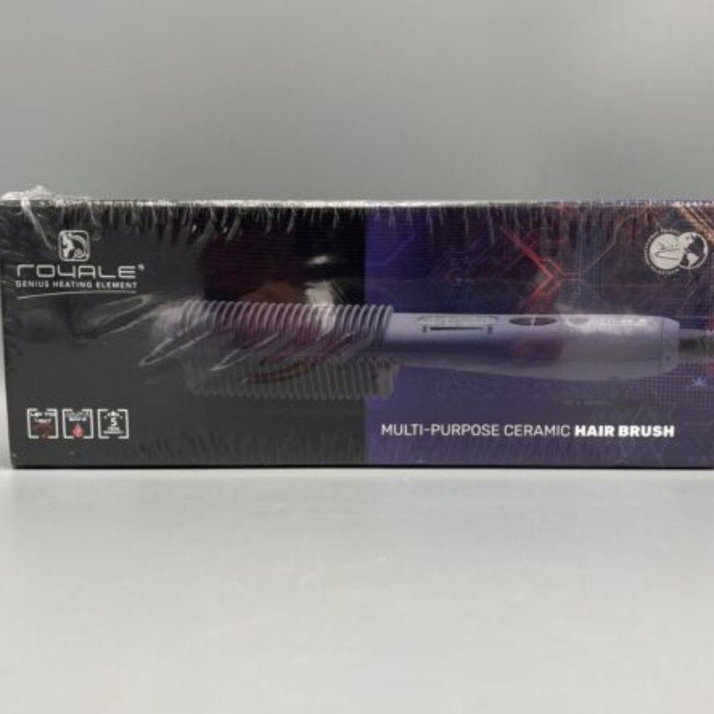 ROYALE MULTI PURPOSE CERAMIC HAIR BRUSH-TEMPRATURE CONTROL-BLACK-NEW-SEALED